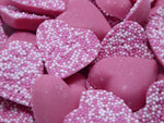 pink chocolate flavoured hearts